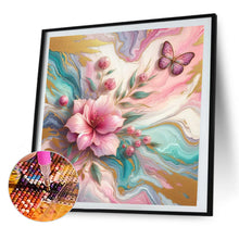 Load image into Gallery viewer, AB Diamond Painting - Full Round - pink flower butterfly (40*40CM)
