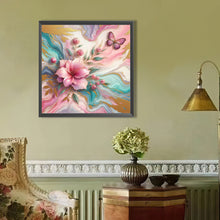 Load image into Gallery viewer, AB Diamond Painting - Full Round - pink flower butterfly (40*40CM)
