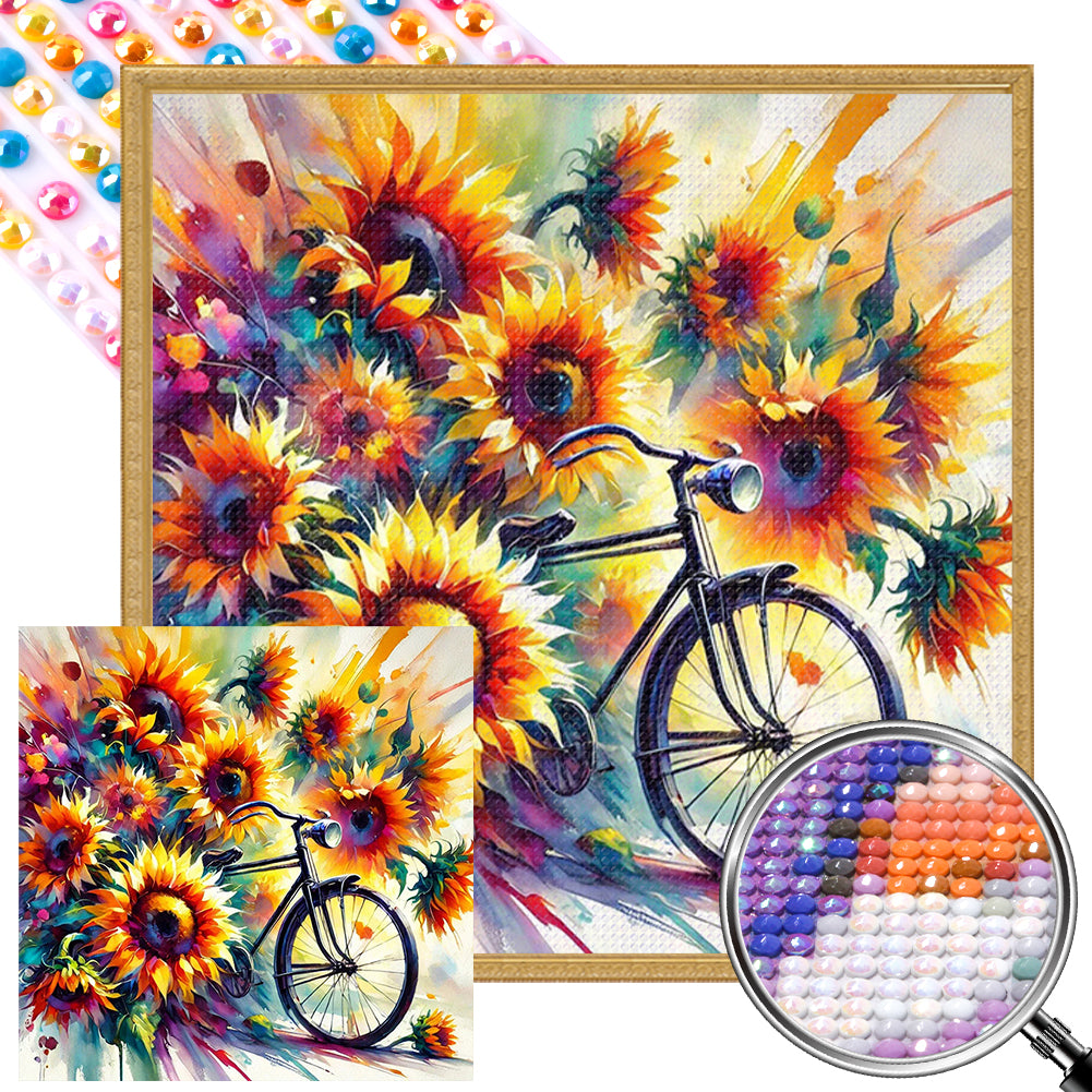 AB Diamond Painting - Full Round - sunflower bike (40*40CM)