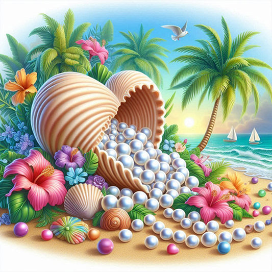 AB Diamond Painting - Full Round - love shell pearls (40*40CM)