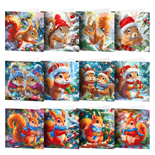 12Pcs Christmas Special Shape Bird Diamond Drawing Card for Holiday Party Favors