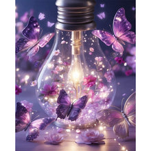 Load image into Gallery viewer, AB Diamond Painting - Full Round - Bulb purple butterfly (40*50CM)
