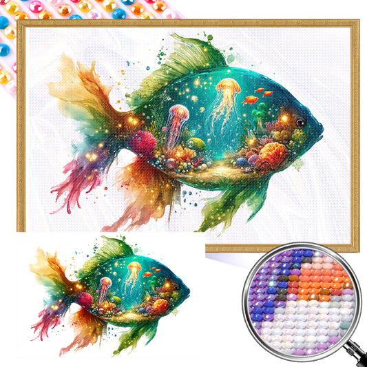 AB Diamond Painting - Full Round - Green fish under the sea (40*60CM)