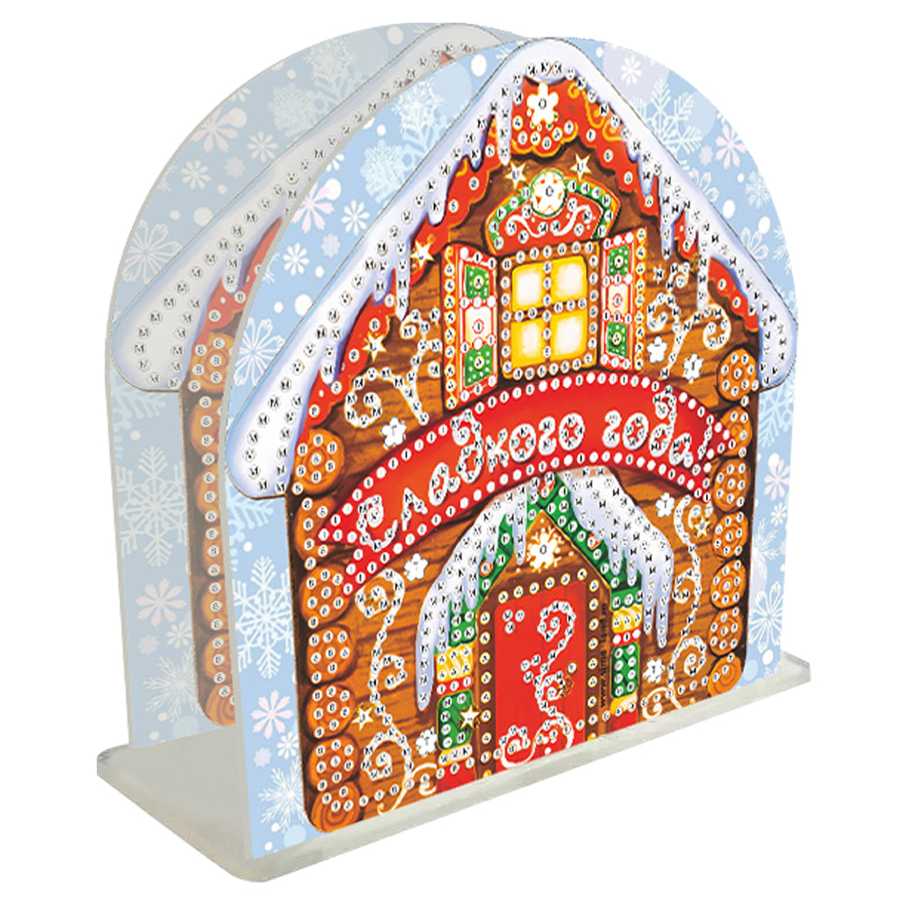 Acrylic Christmas Cookie House Diamond Painting Napkin Rack Decor for Art Crafts