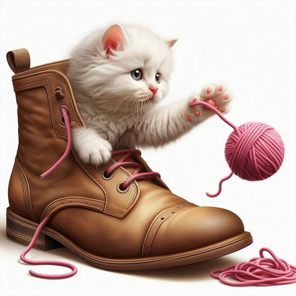 Diamond Painting - Full Round - Cat in the shoe (40*40CM)