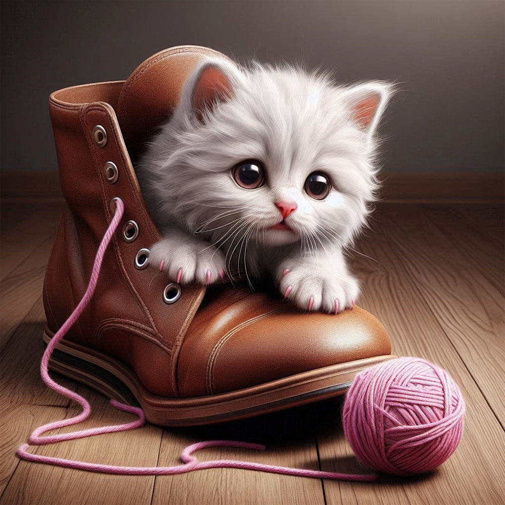 Diamond Painting - Full Round - Cat in the shoe (40*40CM)