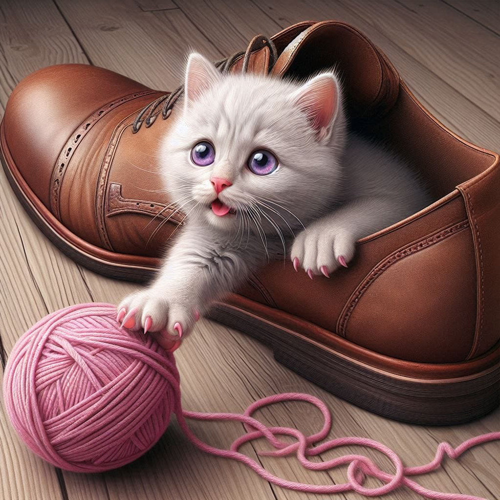 Diamond Painting - Full Round - Cat in the shoe (40*40CM)