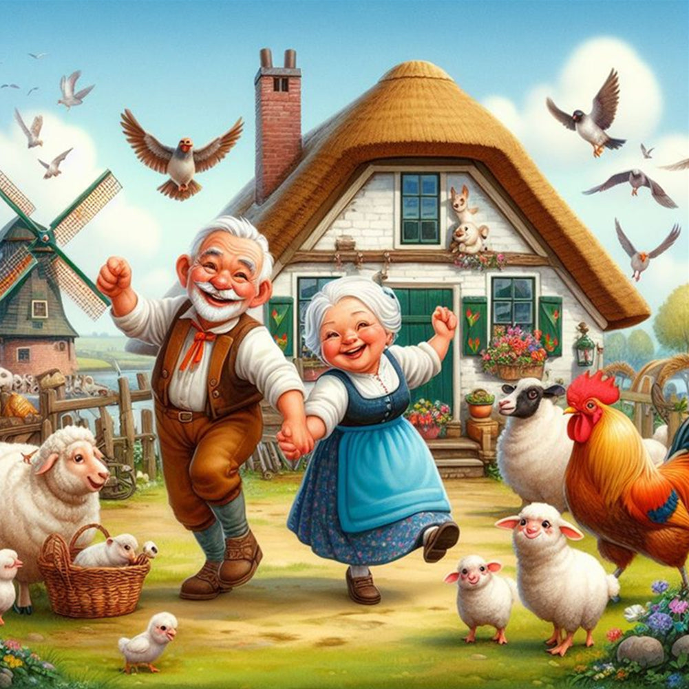 Diamond Painting - Full Round - Warm old couple (40*40CM)