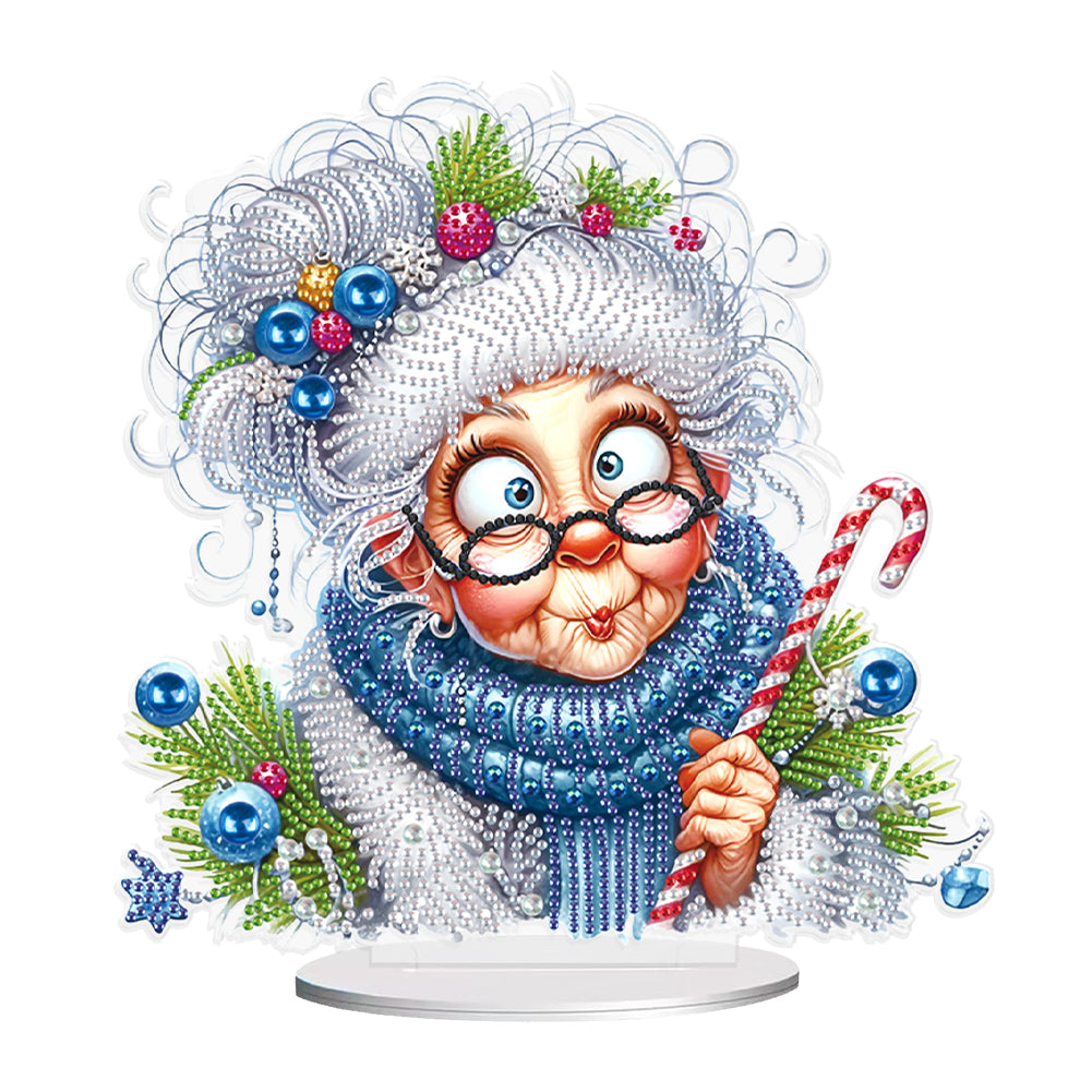 Christmas Grandma Diamond Painting Desktop Ornaments Kit for Adults Beginner (A)