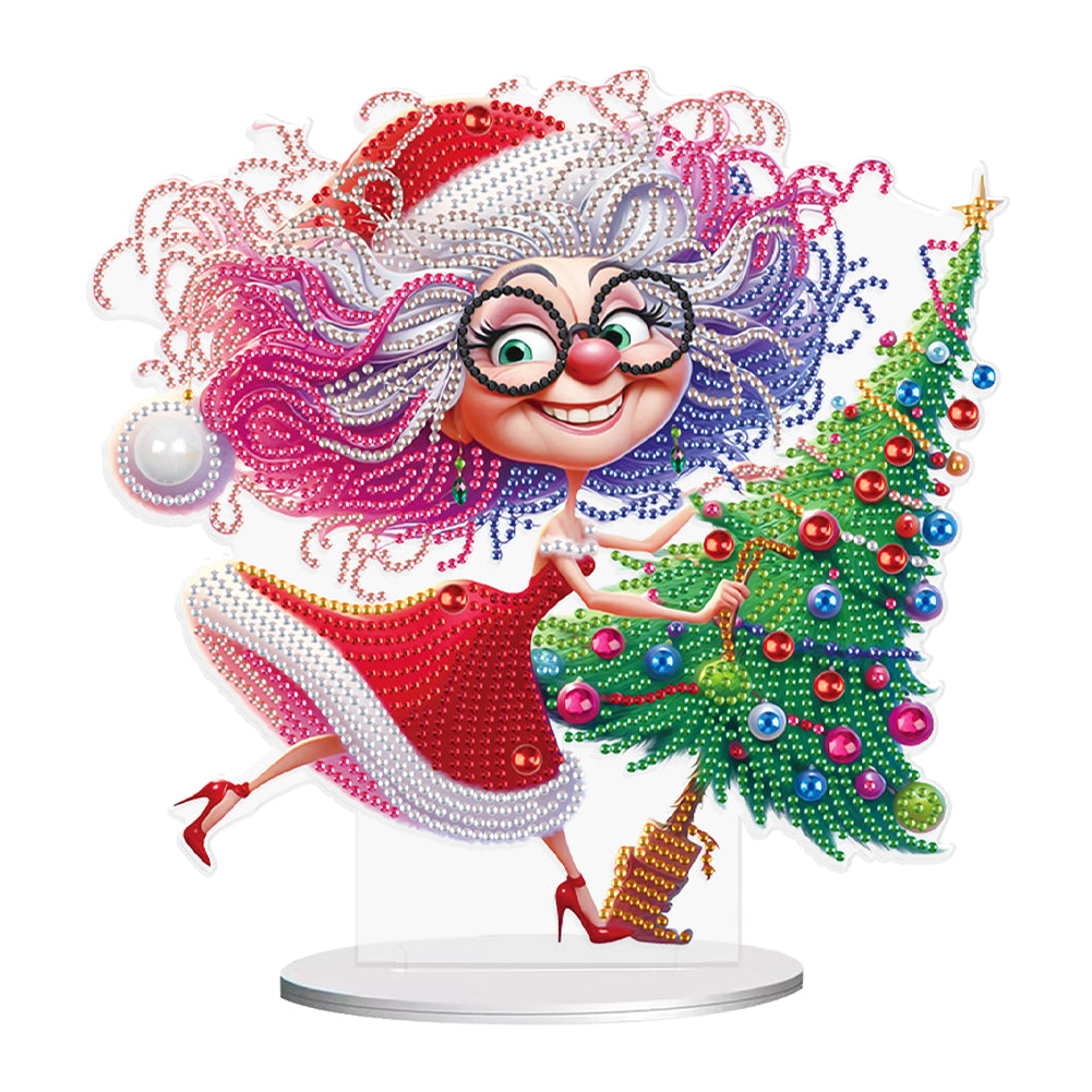 Christmas Grandma Diamond Painting Desktop Ornaments Kit for Adults Beginner (B)