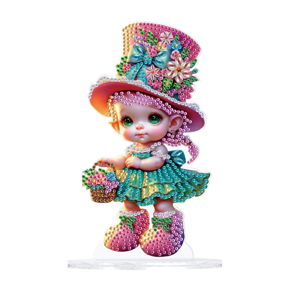 Cute Girl Diamond Painting Desktop Ornaments Kit for Home Office Decor (B)