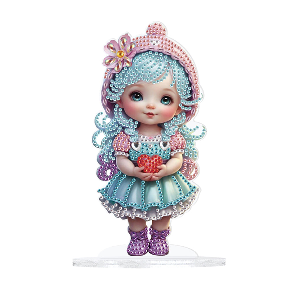 Cute Girl Diamond Painting Desktop Ornaments Kit for Home Office Decor (D)