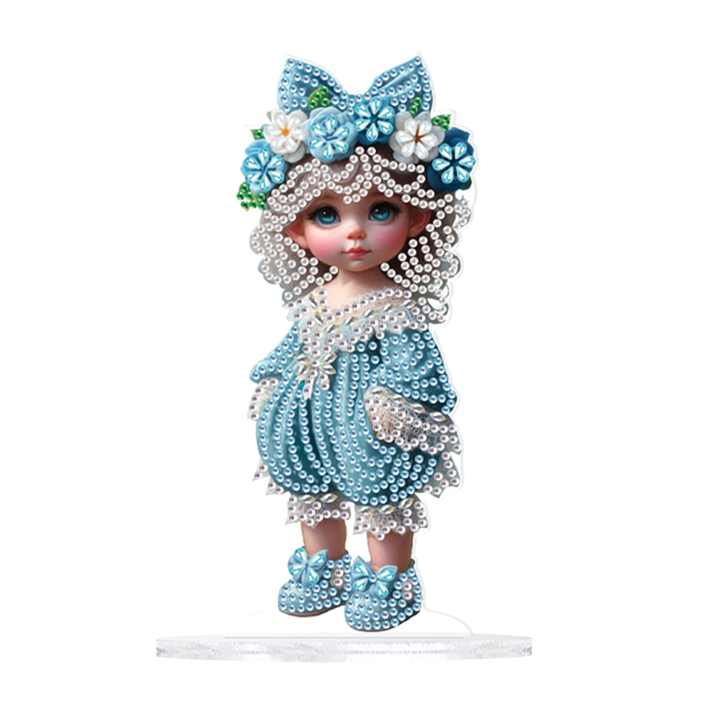 Cute Girl Diamond Painting Desktop Ornaments Kit for Home Office Decor (E)