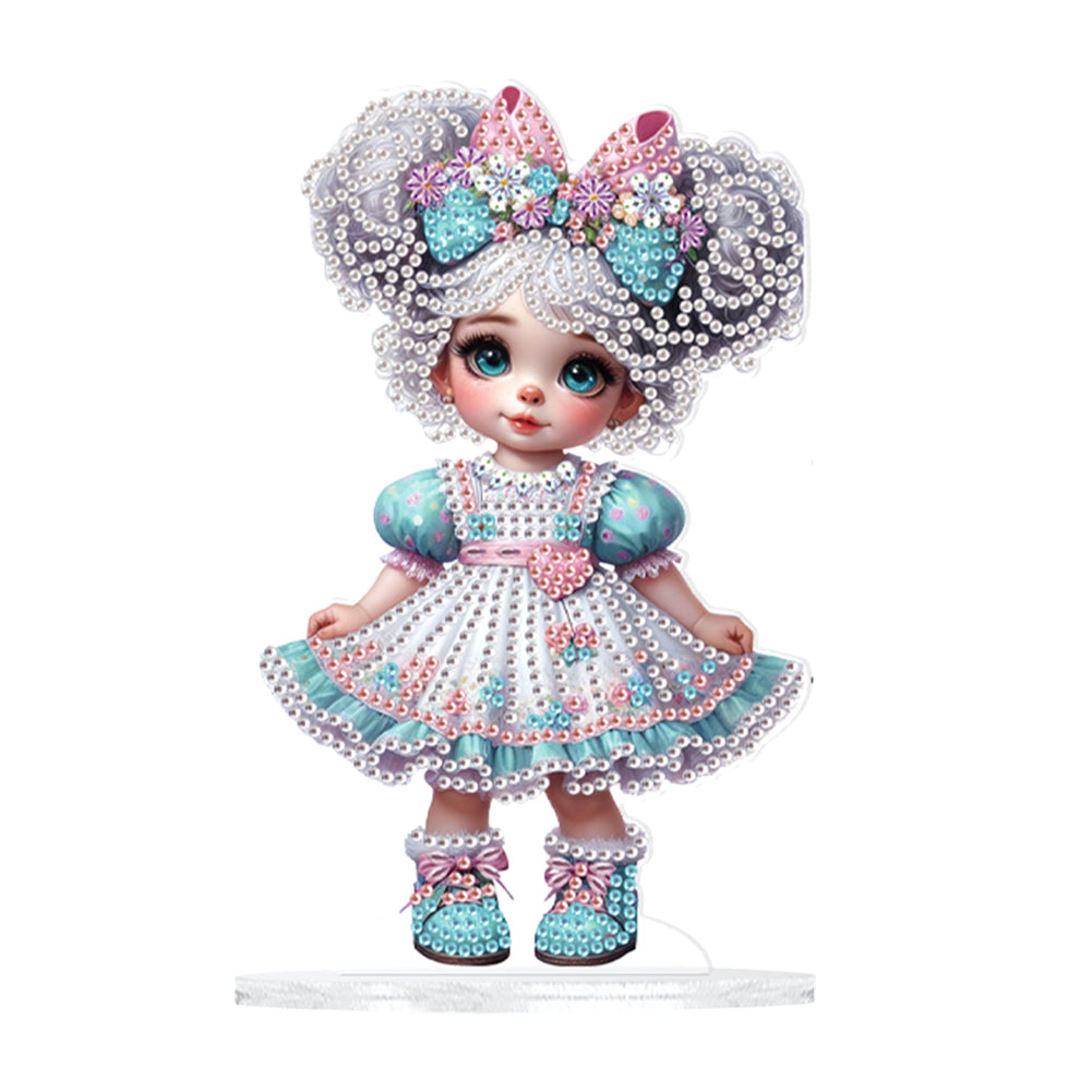 Cute Girl Diamond Painting Desktop Ornaments Kit for Home Office Decor (H)