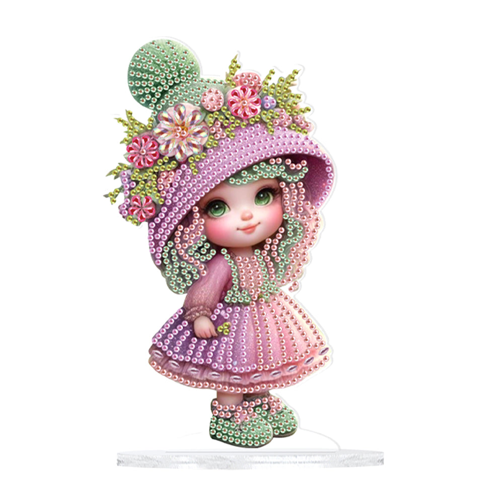 Cute Girl Diamond Painting Desktop Ornaments Kit for Home Office Decor (I)