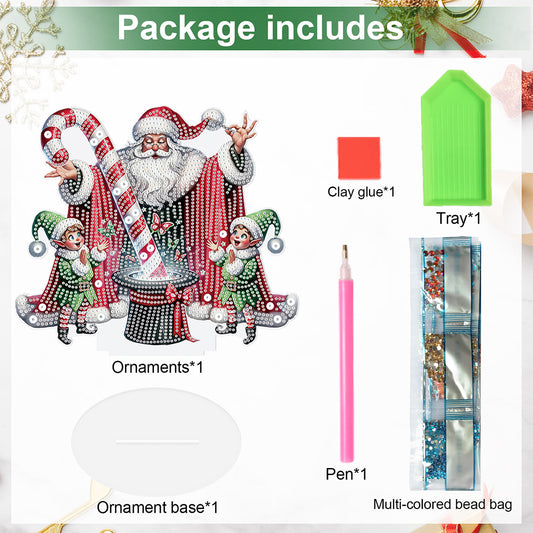 Santa Claus Diamond Painting Desktop Ornaments Kit Christmas Table Decor (A)