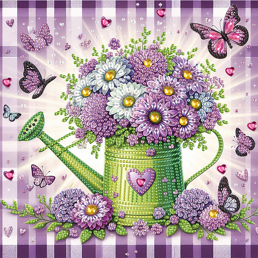 Diamond Painting - Partial Special Shaped - flower watering can (30*30CM)