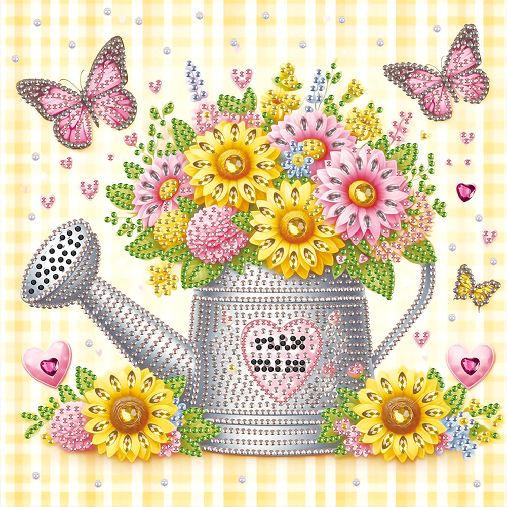 Diamond Painting - Partial Special Shaped - flower watering can (30*30CM)