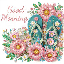 Load image into Gallery viewer, Diamond Painting - Partial Special Shaped - flower flip flops (30*30CM)
