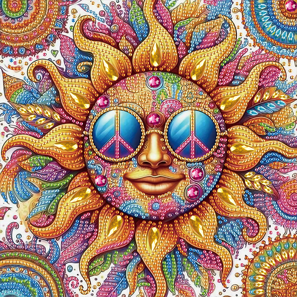 Diamond Painting - Partial Special Shaped - Funny sun and moon (30*30CM)