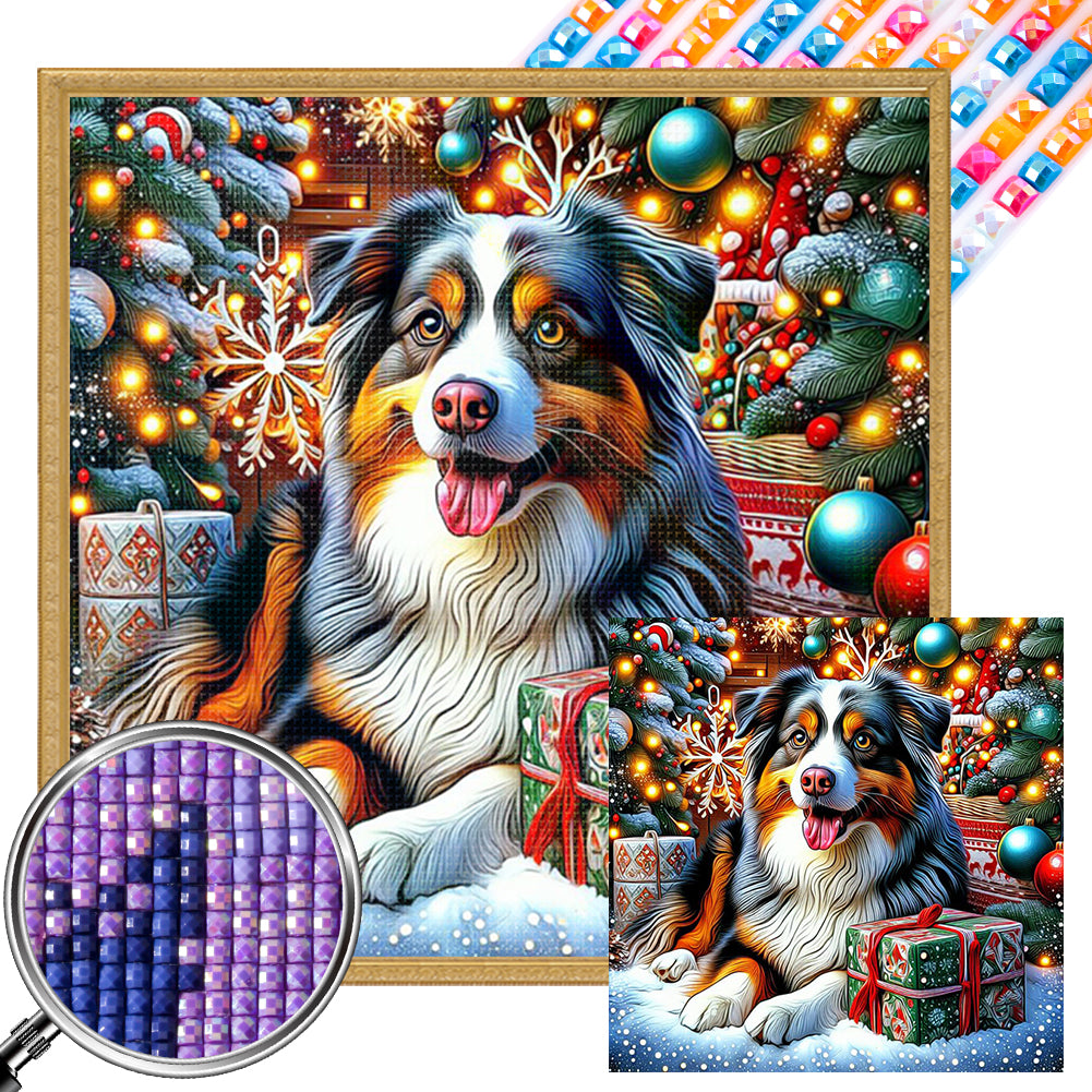 AB Diamond Painting - Full Square - Christmas Border Collie (40*40CM)