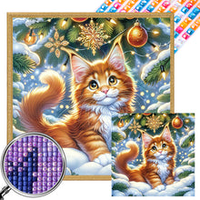 Load image into Gallery viewer, AB Diamond Painting - Full Square - Christmas Orange Cat (40*40CM)
