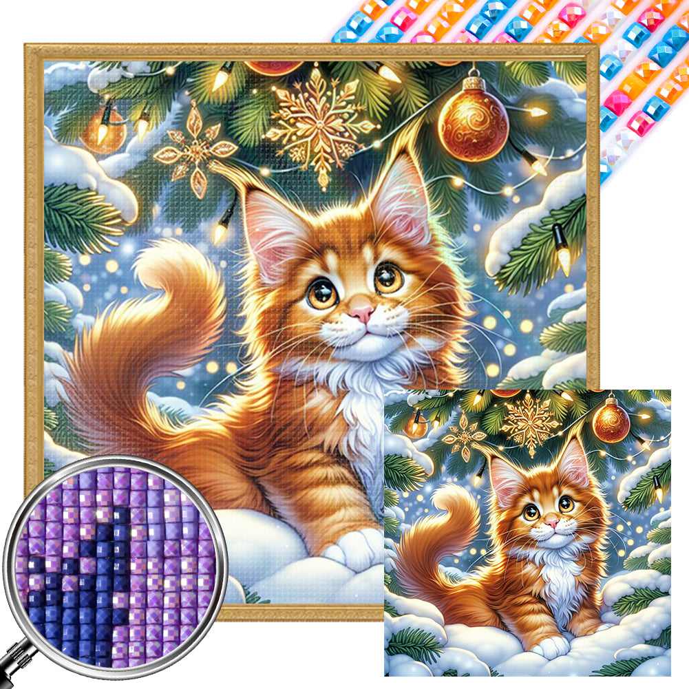 AB Diamond Painting - Full Square - Christmas Orange Cat (40*40CM)