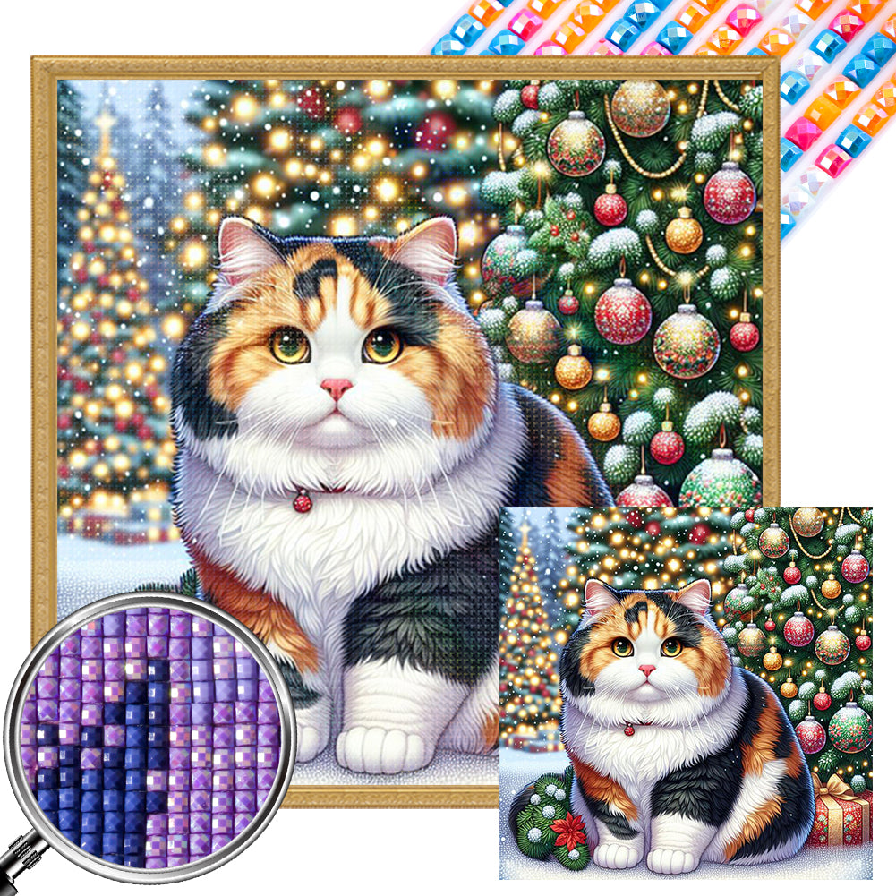 AB Diamond Painting - Full Square - Christmas Calico Cat (40*40CM)