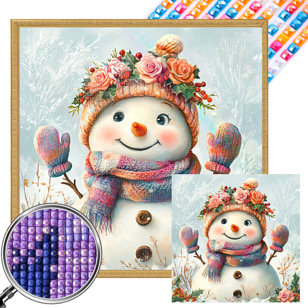 AB Diamond Painting - Full Square - Colorful Scarf Snowman (40*40CM)