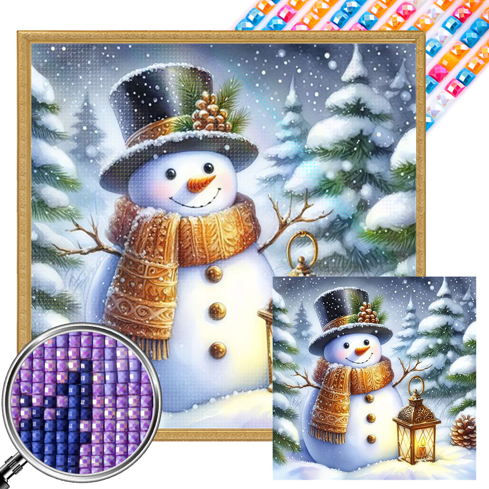 AB Diamond Painting - Full Square - Yellow Scarf Snowman (40*40CM)