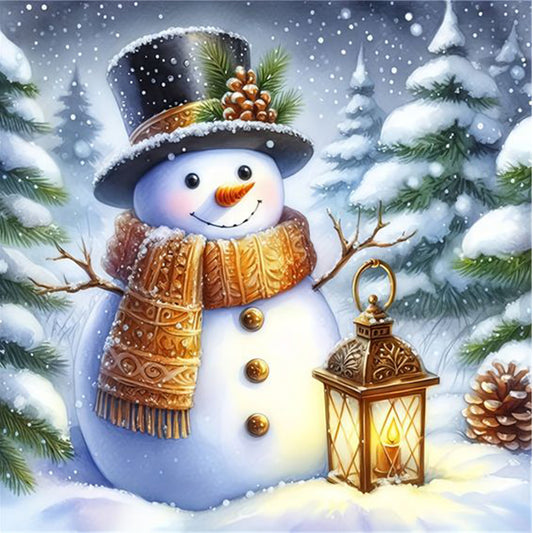 AB Diamond Painting - Full Square - Yellow Scarf Snowman (40*40CM)