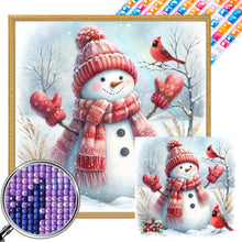 Load image into Gallery viewer, AB Diamond Painting - Full Square - Red Scarf Cardinal Snowman (40*40CM)
