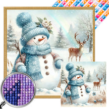 Load image into Gallery viewer, AB Diamond Painting - Full Square - Blue Scarf Elk Snowman (40*40CM)
