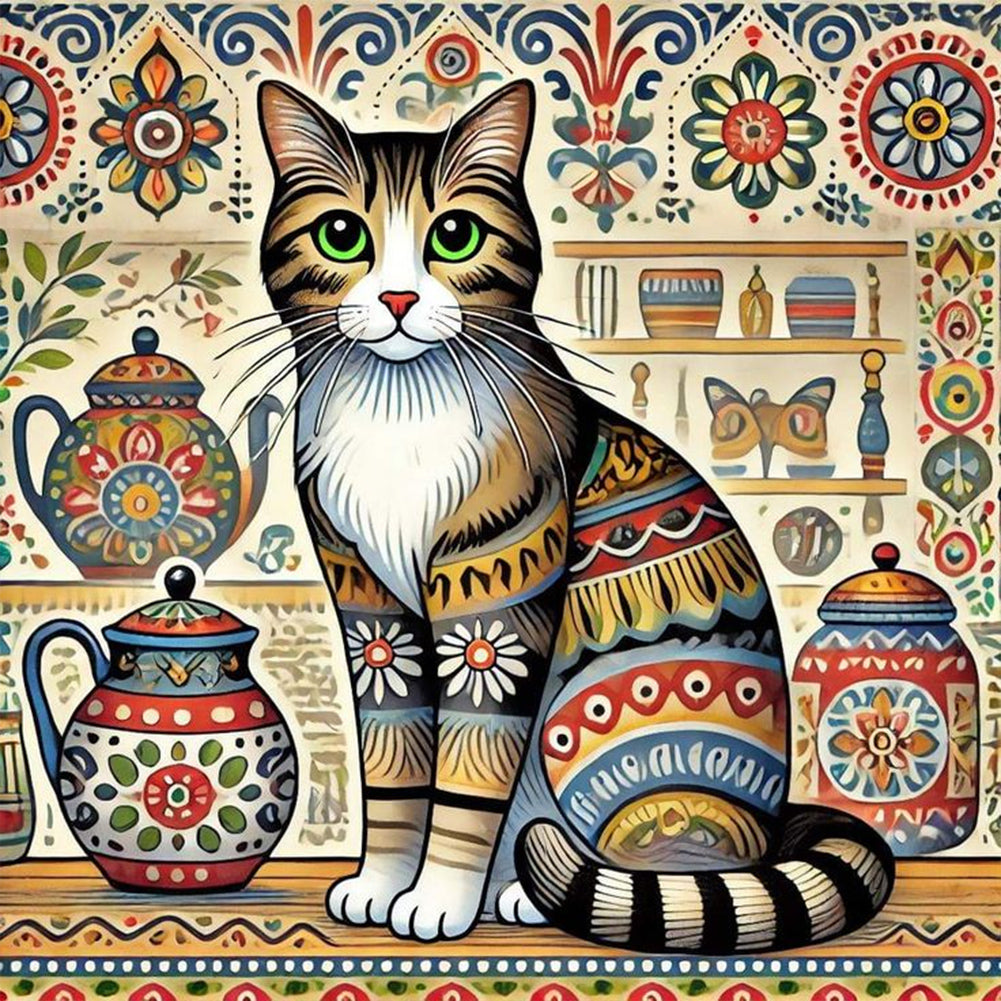Diamond Painting - Full Round - Mandala Kitten (40*40CM)