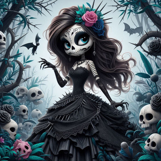 Diamond Painting - Full Round - Dark Skull Girl (40*40CM)