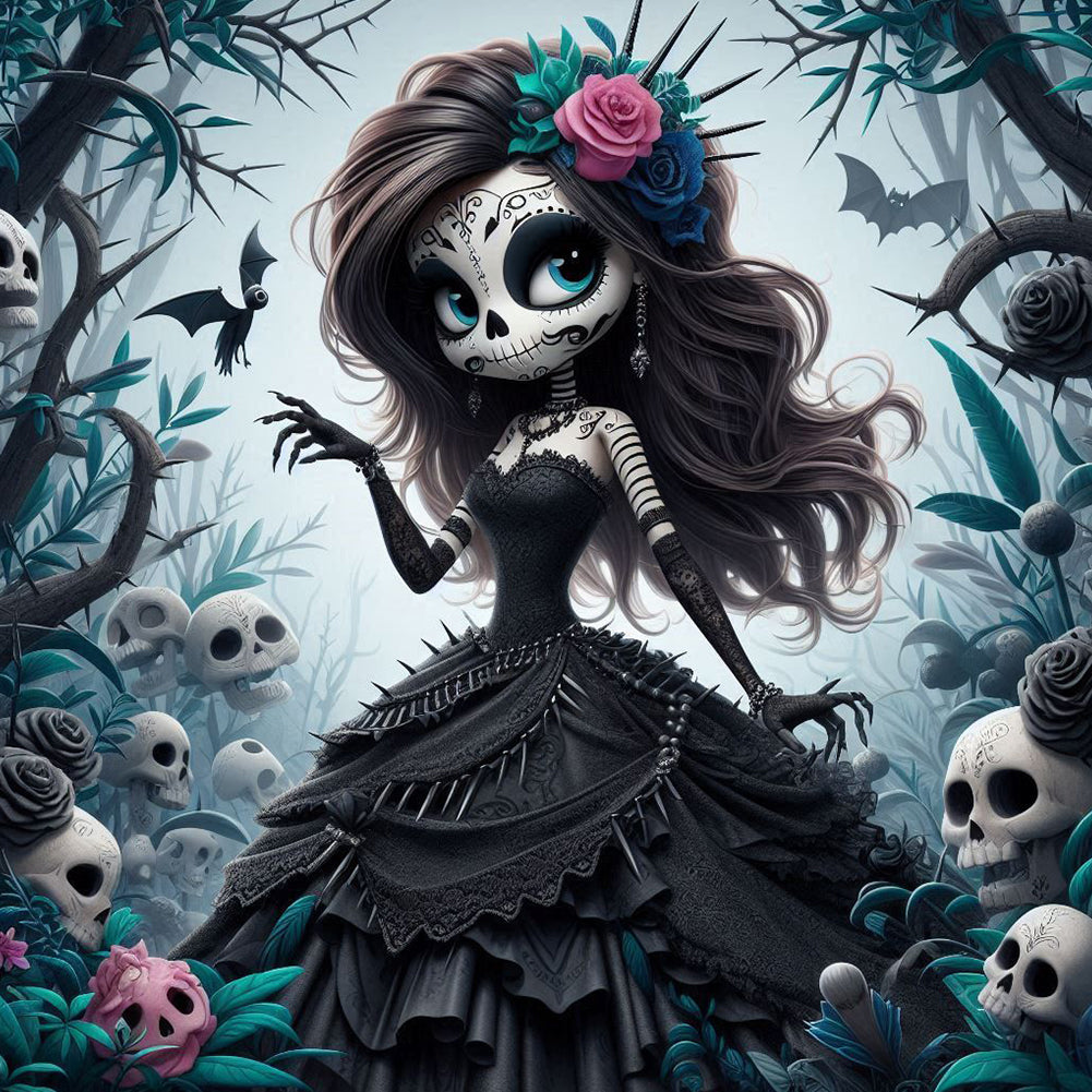 Diamond Painting - Full Round - Dark Skull Girl (40*40CM)