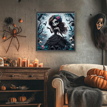 Load image into Gallery viewer, Diamond Painting - Full Round - Dark Skull Girl (40*40CM)
