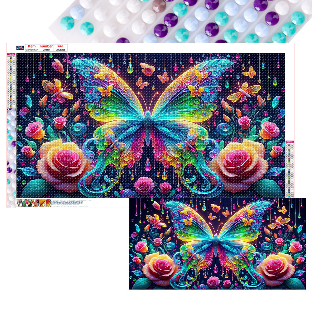 Diamond Painting - Full Round - Butterflies and Flowers (70*40CM)