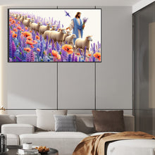 Load image into Gallery viewer, Diamond Painting - Full Round - Jesus and Flowers Herding Sheep (70*40CM)

