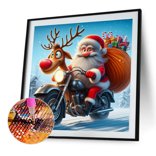 Diamond Painting - Full Round - Santa Claus on a Motorcycle (40*40CM)