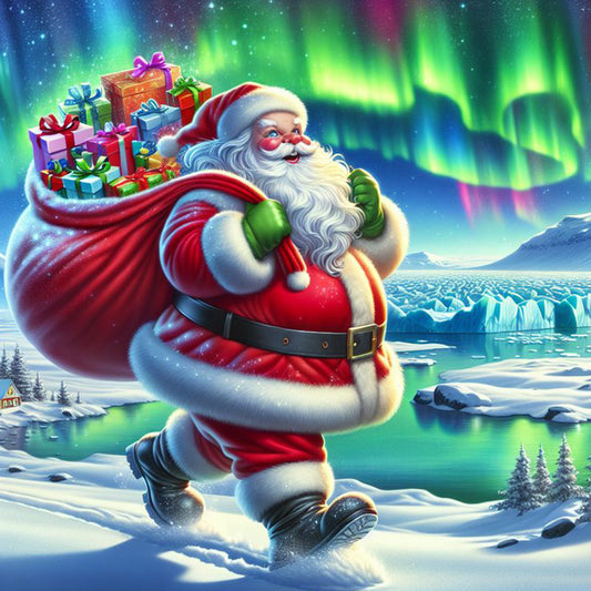 Diamond Painting - Full Round - Santa Claus under the Aurora (40*40CM)