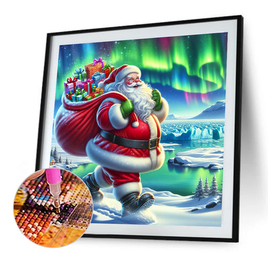 Diamond Painting - Full Round - Santa Claus under the Aurora (40*40CM)