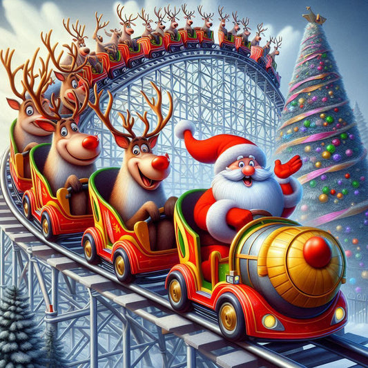Diamond Painting - Full Round - Santa Claus on a Roller Coaster (40*40CM)