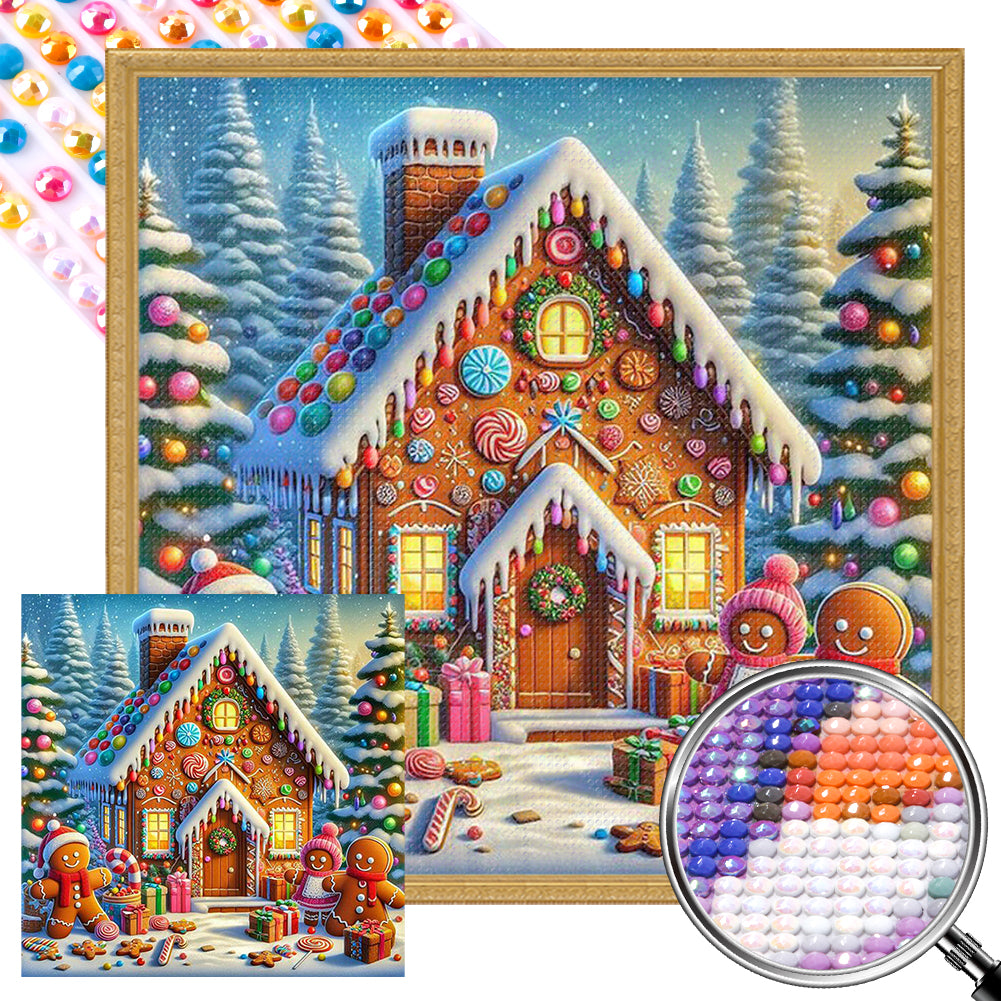 AB Diamond Painting - Full Round - Christmas Gingerbread Man House (40*40CM)