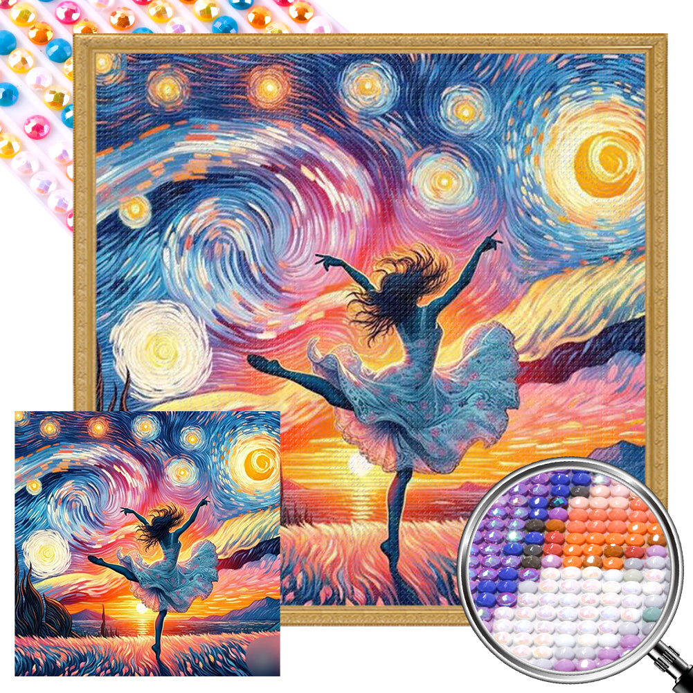 AB Diamond Painting - Full Round - Dancing Girl in the Field (40*40CM)