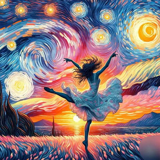 AB Diamond Painting - Full Round - Dancing Girl in the Field (40*40CM)