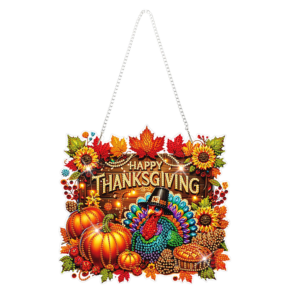 Acrylic Special Shaped Fall Thanksgiving Turkey Hanging Diamond Art Kit for Home