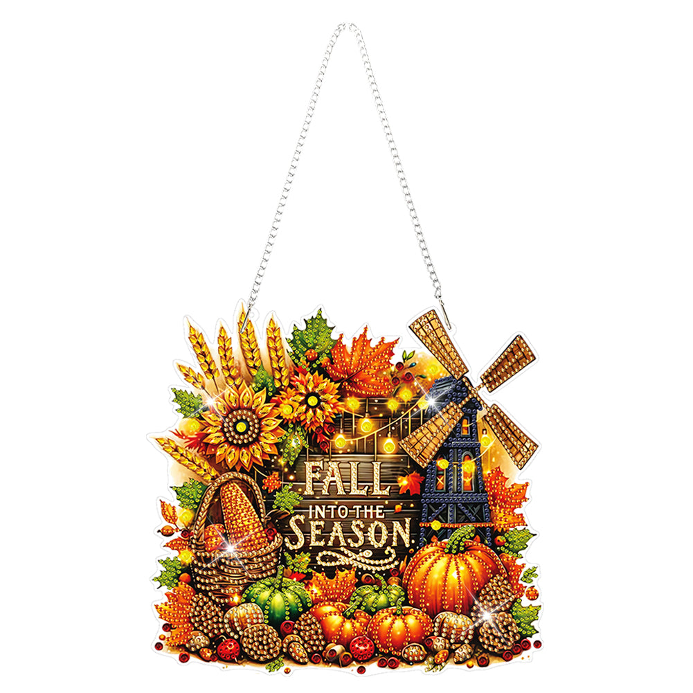 Acrylic Special Shaped Fall Food Harvest Windmill Hanging Diamond Kits for Home