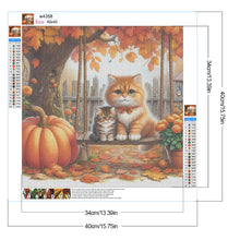 Load image into Gallery viewer, Diamond Painting - Full Round - Cat on the Fallen Leaf Swing (40*40CM)
