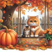 Load image into Gallery viewer, Diamond Painting - Full Round - Cat on the Fallen Leaf Swing (40*40CM)
